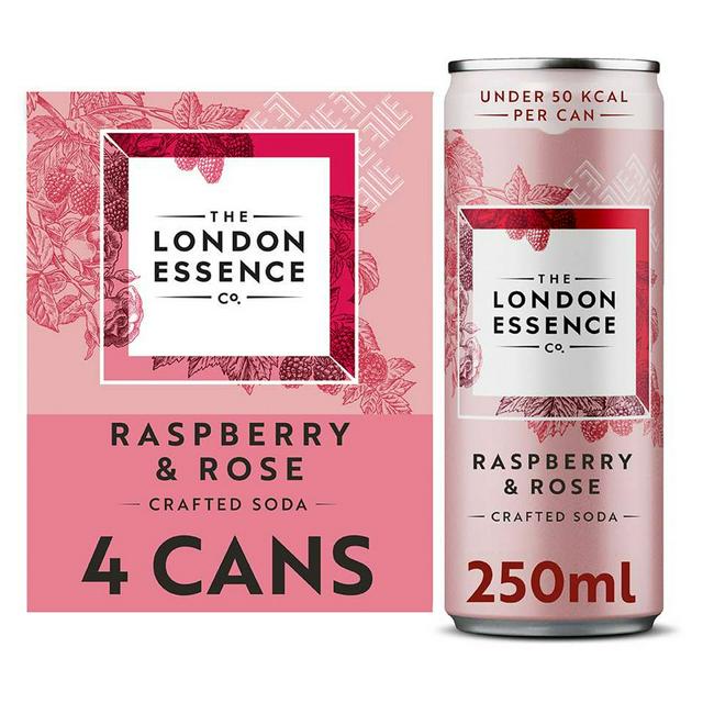 The London Essence Co. Raspberry & Rose Crafted Soda Cans 4 x 250ml