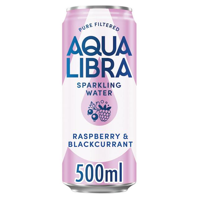 Aqua Libra Sparkling Water Infused with Raspberry & Blackcurrant Can 500ml