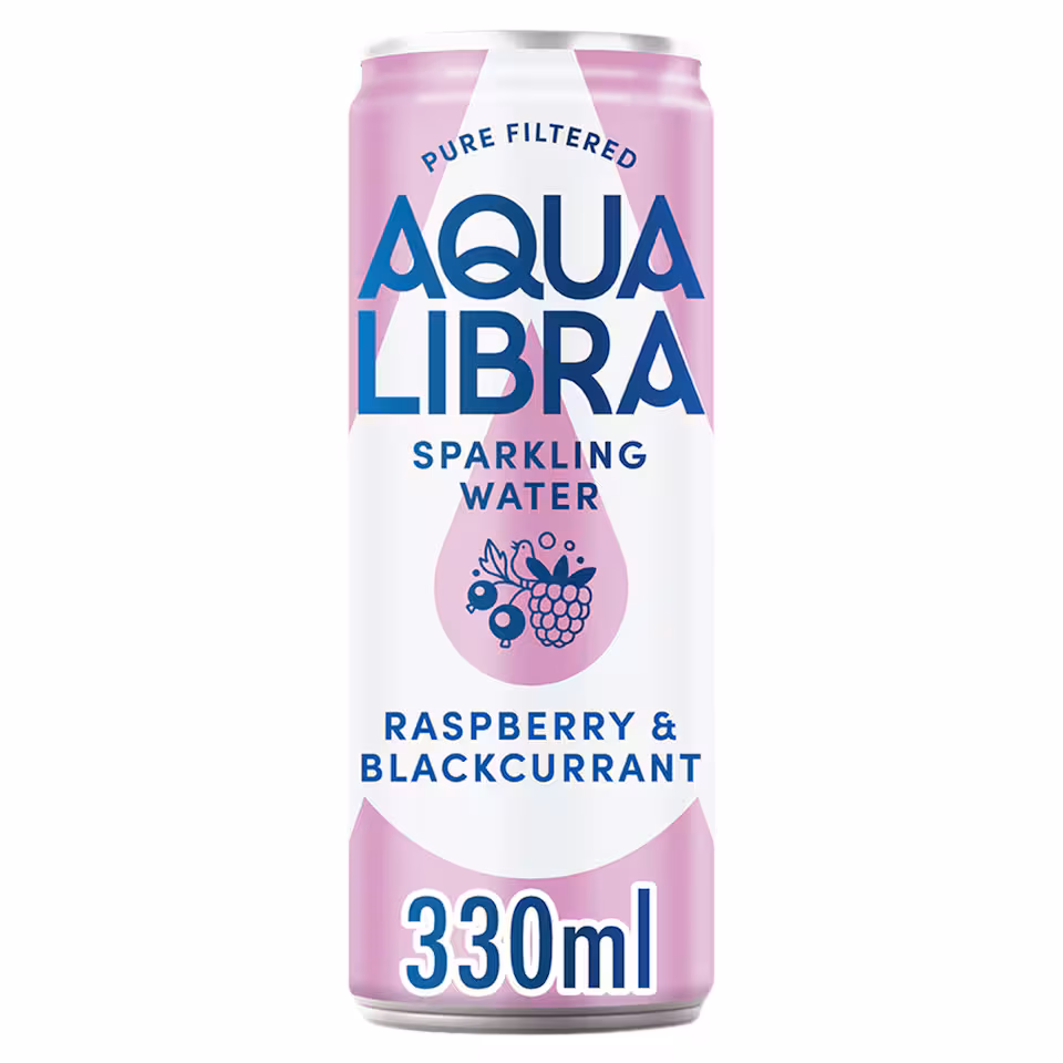 Aqua Libra Sparkling Water Raspberry and Blackcurrant 330m