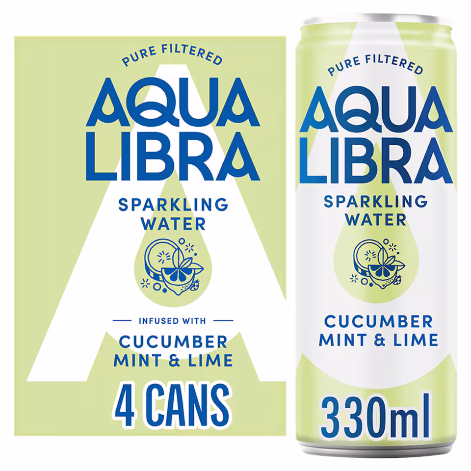 Aqua Libra Sparkling Water Cucumber, Mint and Lime 4 x 330ml