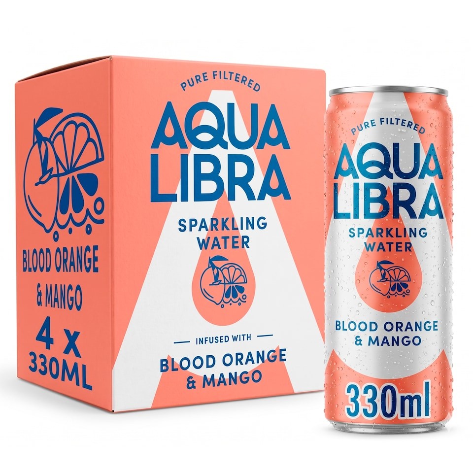 Aqua Libra Sparkling Water Blood Orange & Mango 4 x 330ml