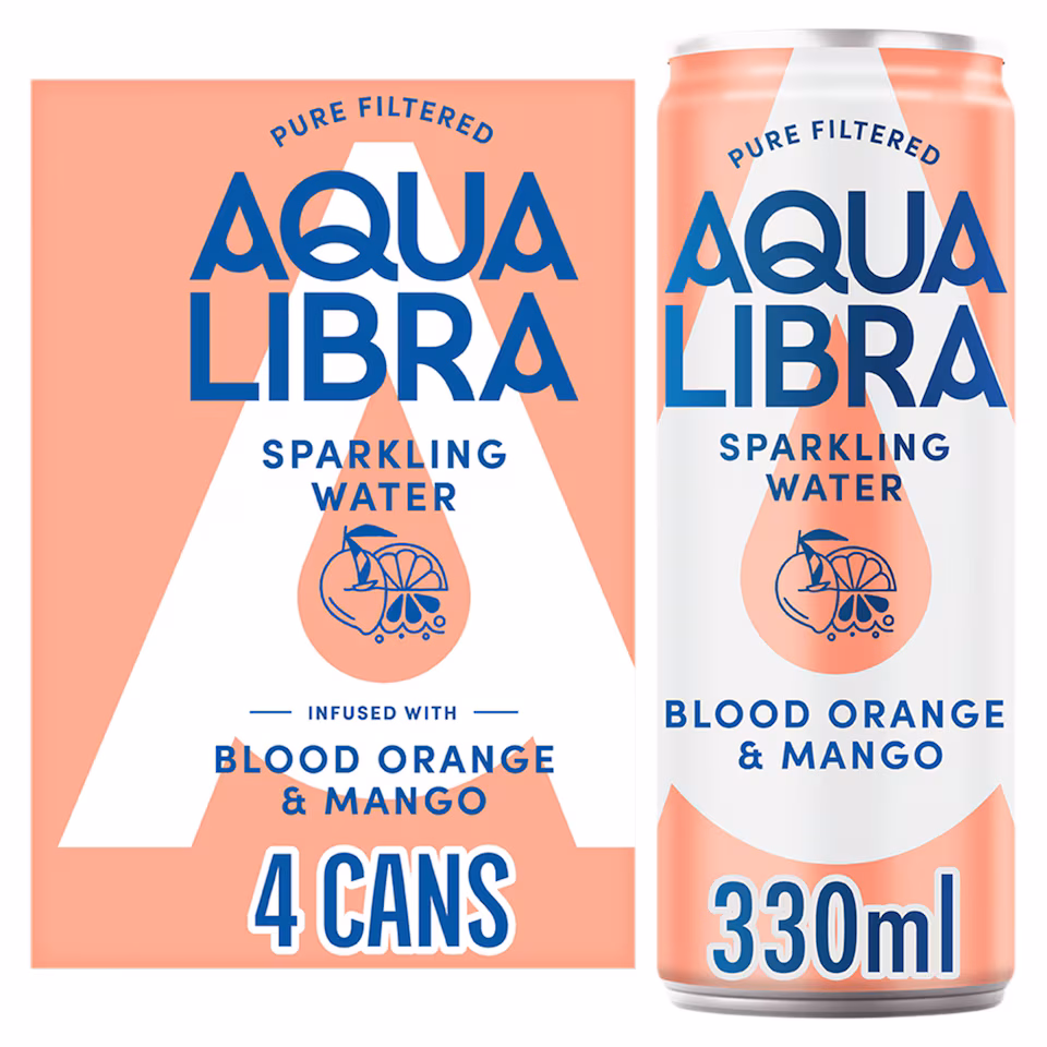 Aqua Libra Sparkling Water Blood Orange & Mango 4 x 330ml