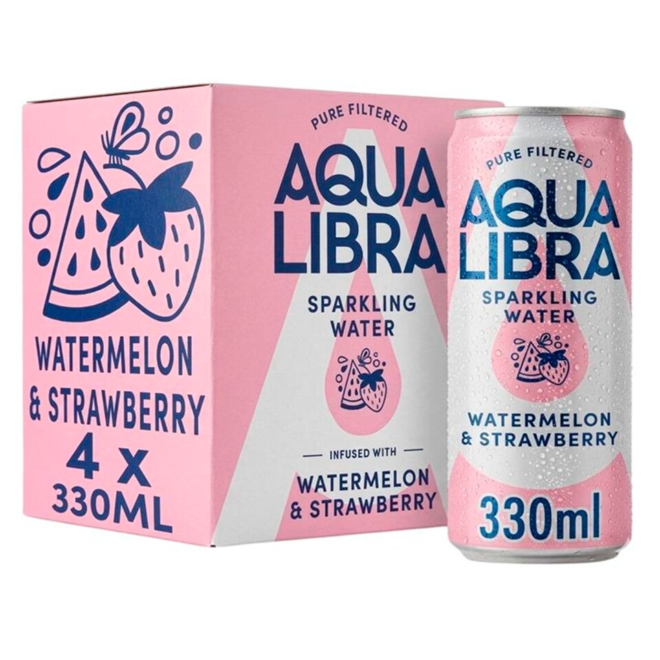 Aqua Libra Sparkling Water Watermelon & Strawberry 4 x 330ml