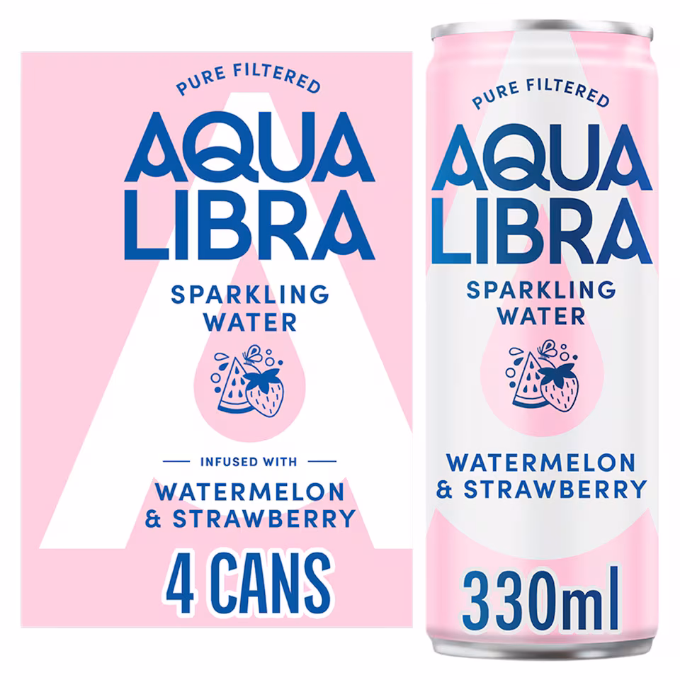 Aqua Libra Sparkling Water Watermelon & Strawberry 4 x 330ml