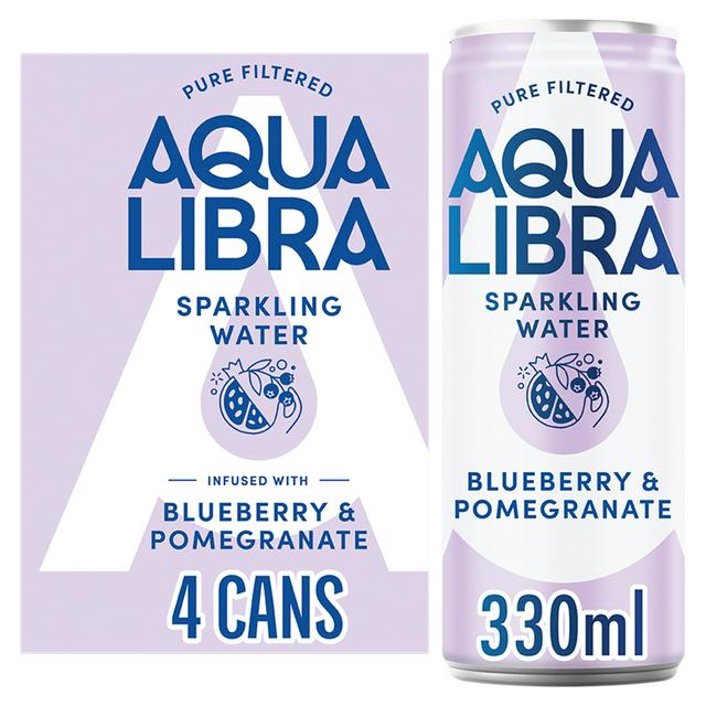 Aqua Libra Sparkling Water Infused with Blueberry & Pomegranate 4 x 330ml