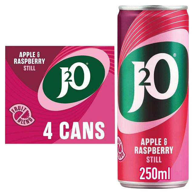 J2O 4 x 250ml Sparkling Apple & Raspberry Soft Drink Cans