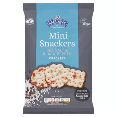 Rakusens of Yorkshire Mini Snackers Sea Salt & Black Pepper Crackers 85g