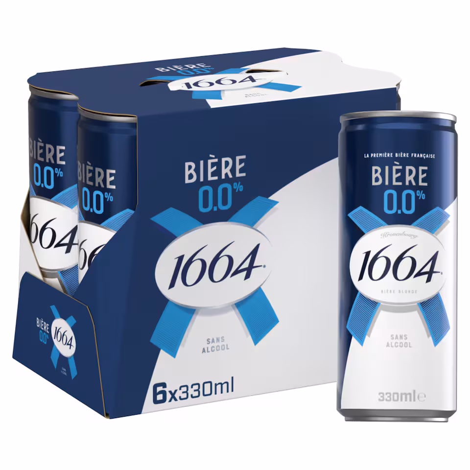 Kronenbourg 1664 0.0% Alcohol Free Lager Beer Can 6x330ml