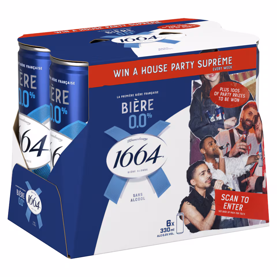 Kronenbourg 1664 0.0% Alcohol Free Lager Beer Can 6x330ml