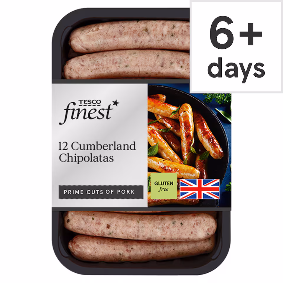 Tesco Finest 12 Cumberland Chipolatas 375G