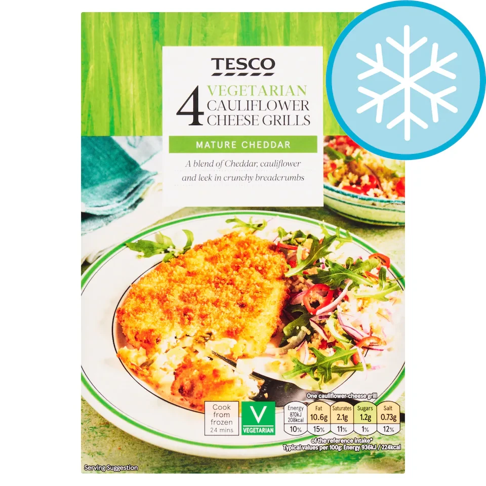 Tesco 4 Vegetarian Cauliflower Cheese Grills 397G