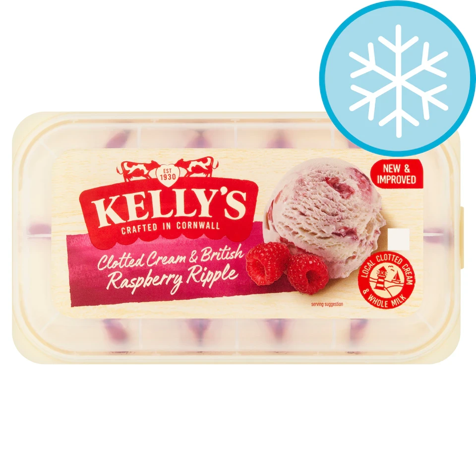 Kelly's Clotted Cream & Raspberry Ripple Ice Cream 950Ml