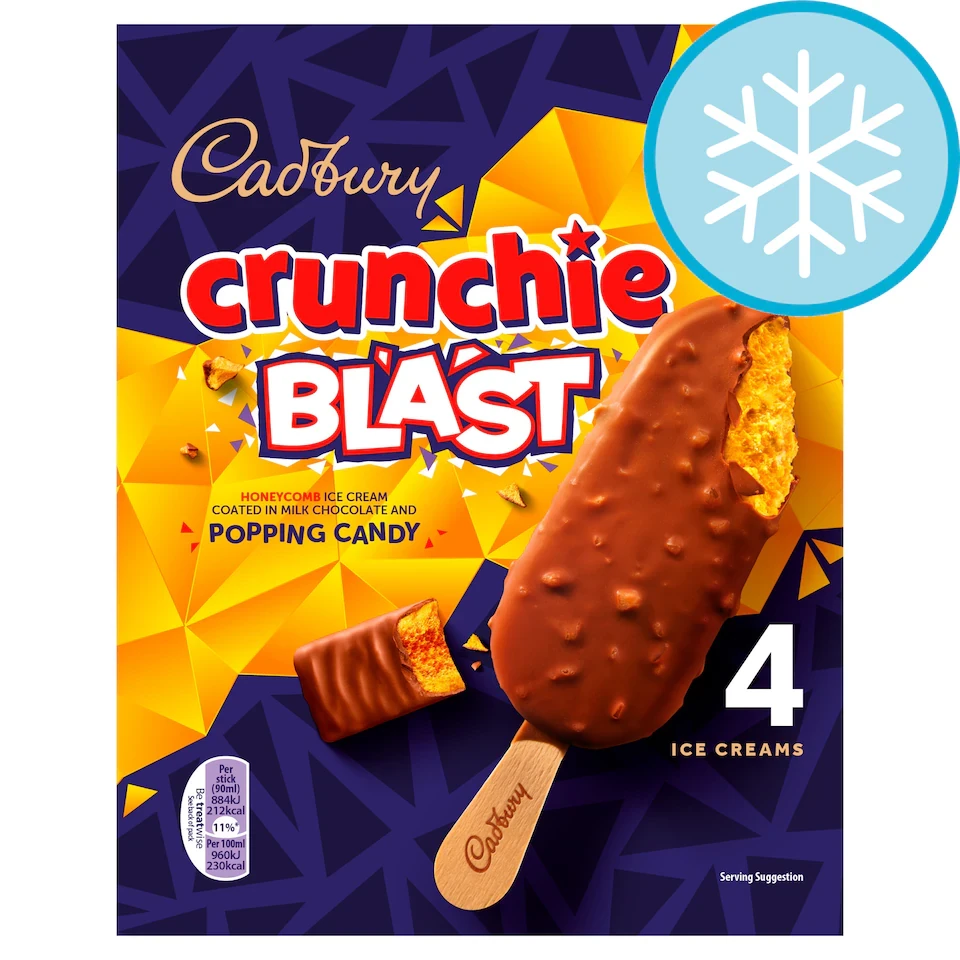 Cadbury Crunchie Blast Ice Cream Sticks 4x90ml