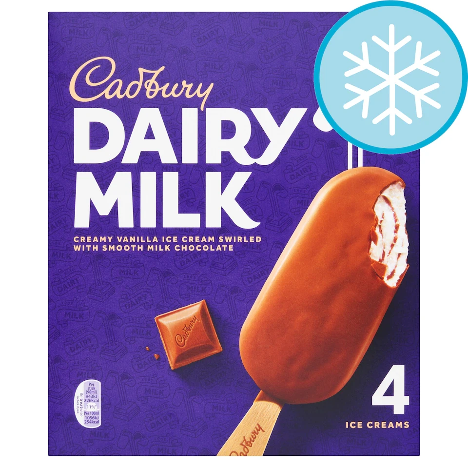 Cadbury Dairy Milk Ice Cream Sticks 4x90ml