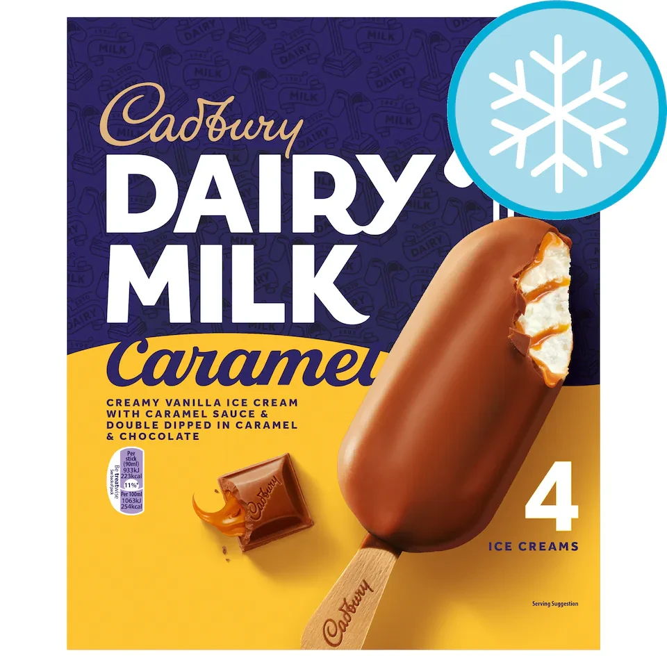 Cadbury Dairy Milk Caramel Ice Creams 4 x 90ml