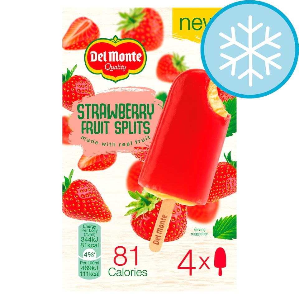 Del Monte Strawberry Fruit Splits 4 x 73ml