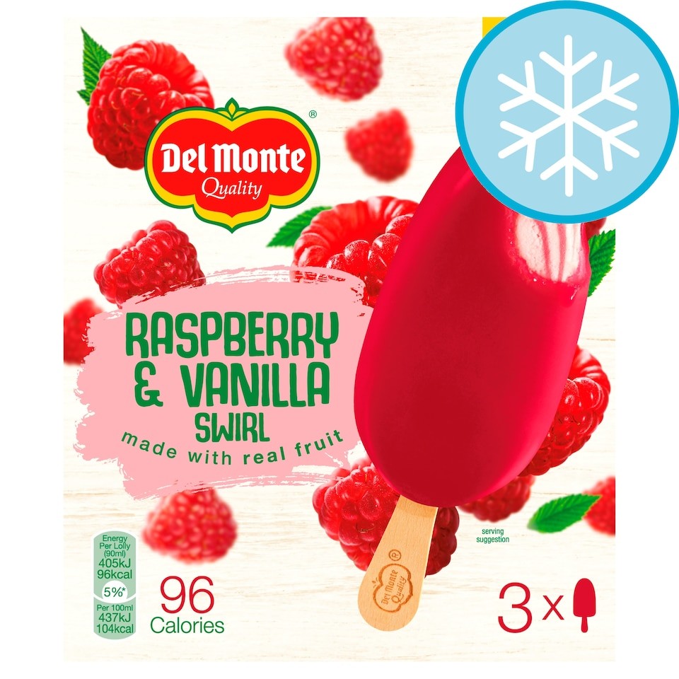 Del Monte Raspberry & Vanilla Swirl Ice Cream Sticks 3x90ml