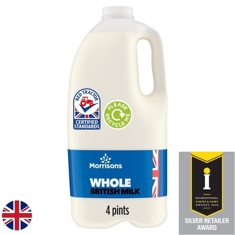 Morrisons British Whole Milk 4 Pint 2.272l