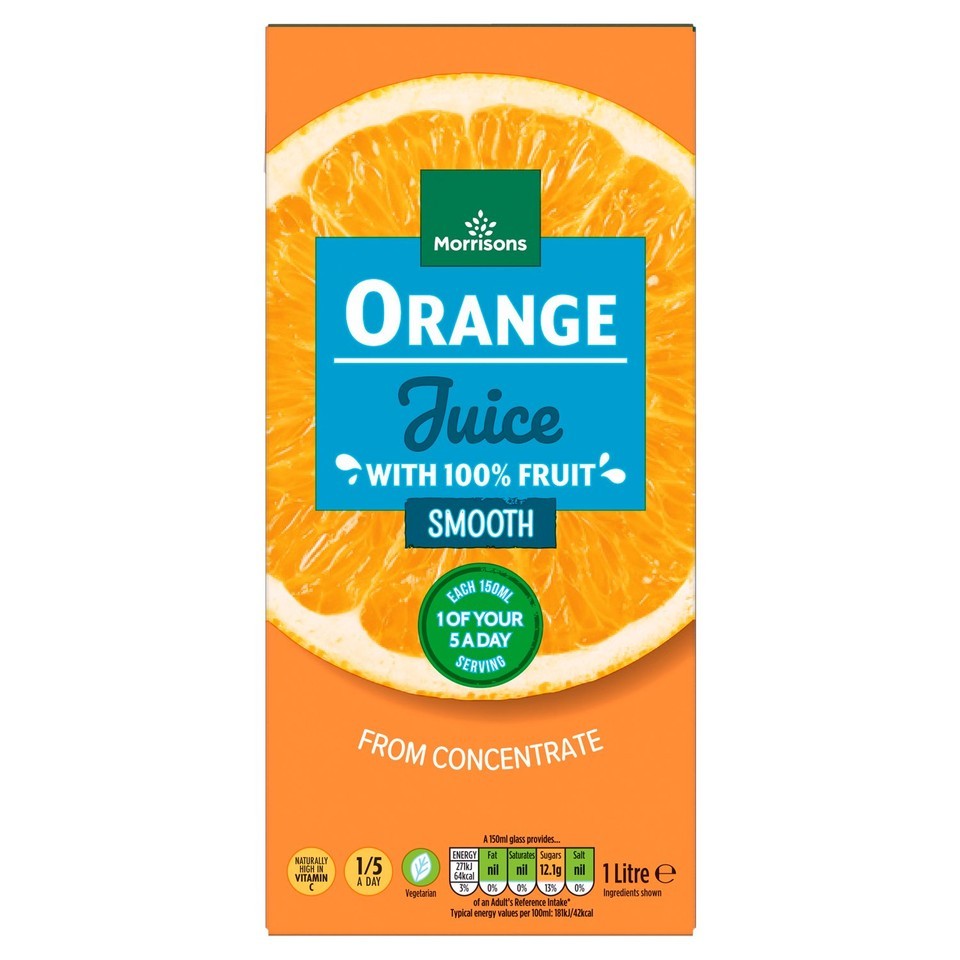 Morrisons Orange Juice From Concentrate Smooth 1L