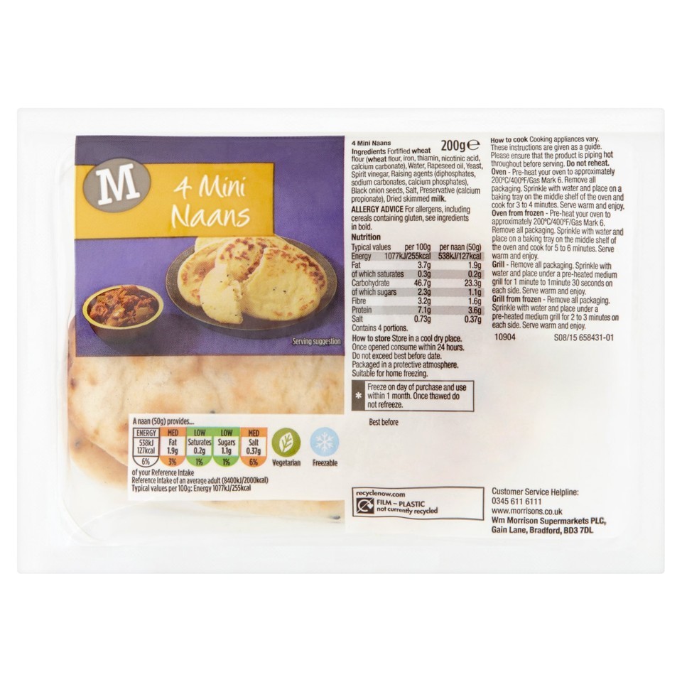 Morrisons Mini Naan Plain  4 Pack 4kg
