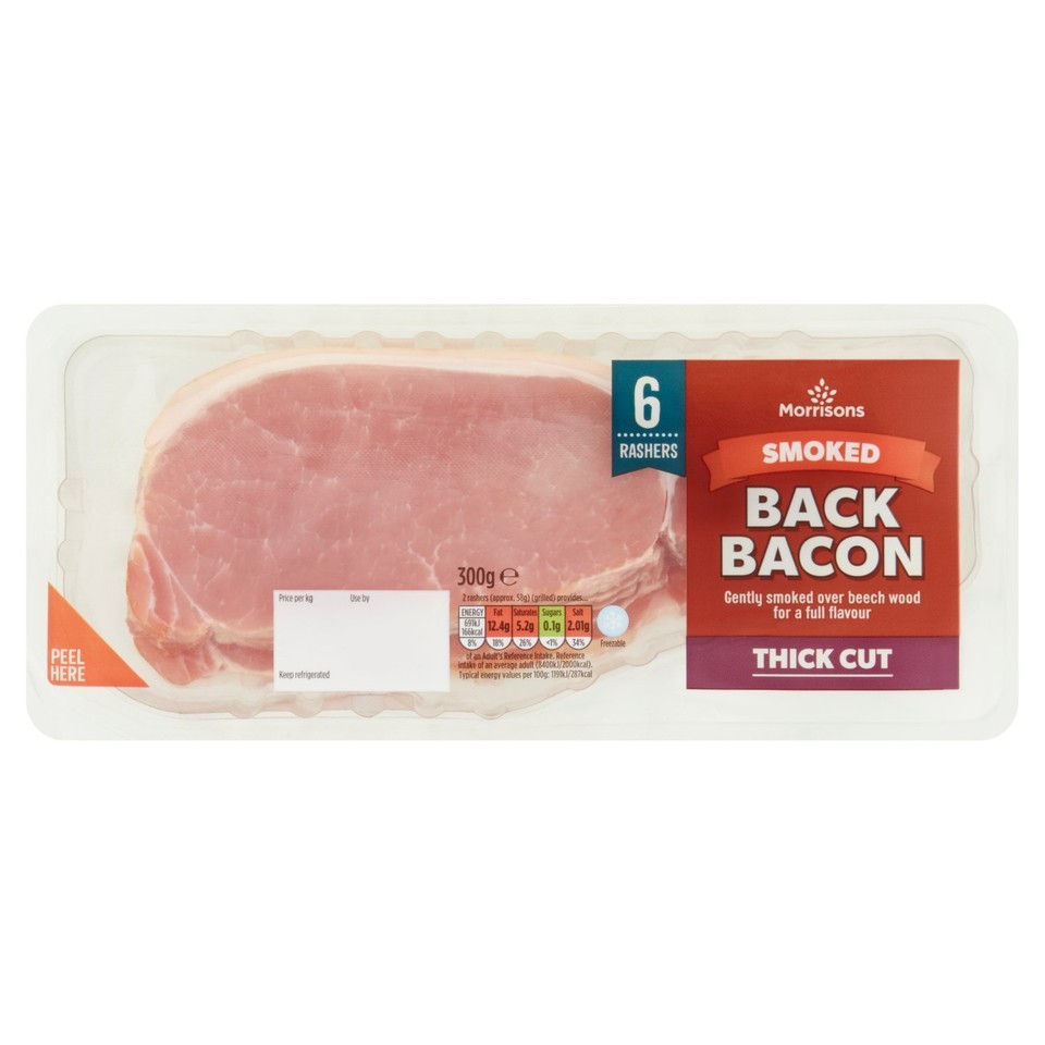 Morrisons 6 Pack Smoked Back Bacon Rashers 300g