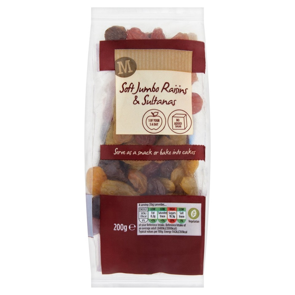 Morrisons Soft Jumbo Raisins & Sultanas   200g