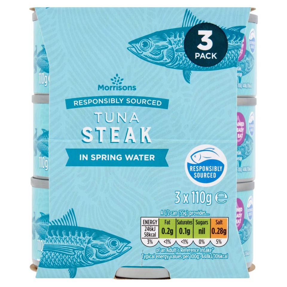 Morrisons No Drain Tuna Steak In A Little Spring Water (3x110g) 110g