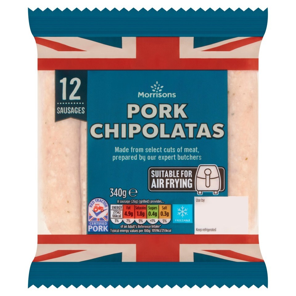 Morrisons 12 Butchers Style Pork Chipolatas 340g