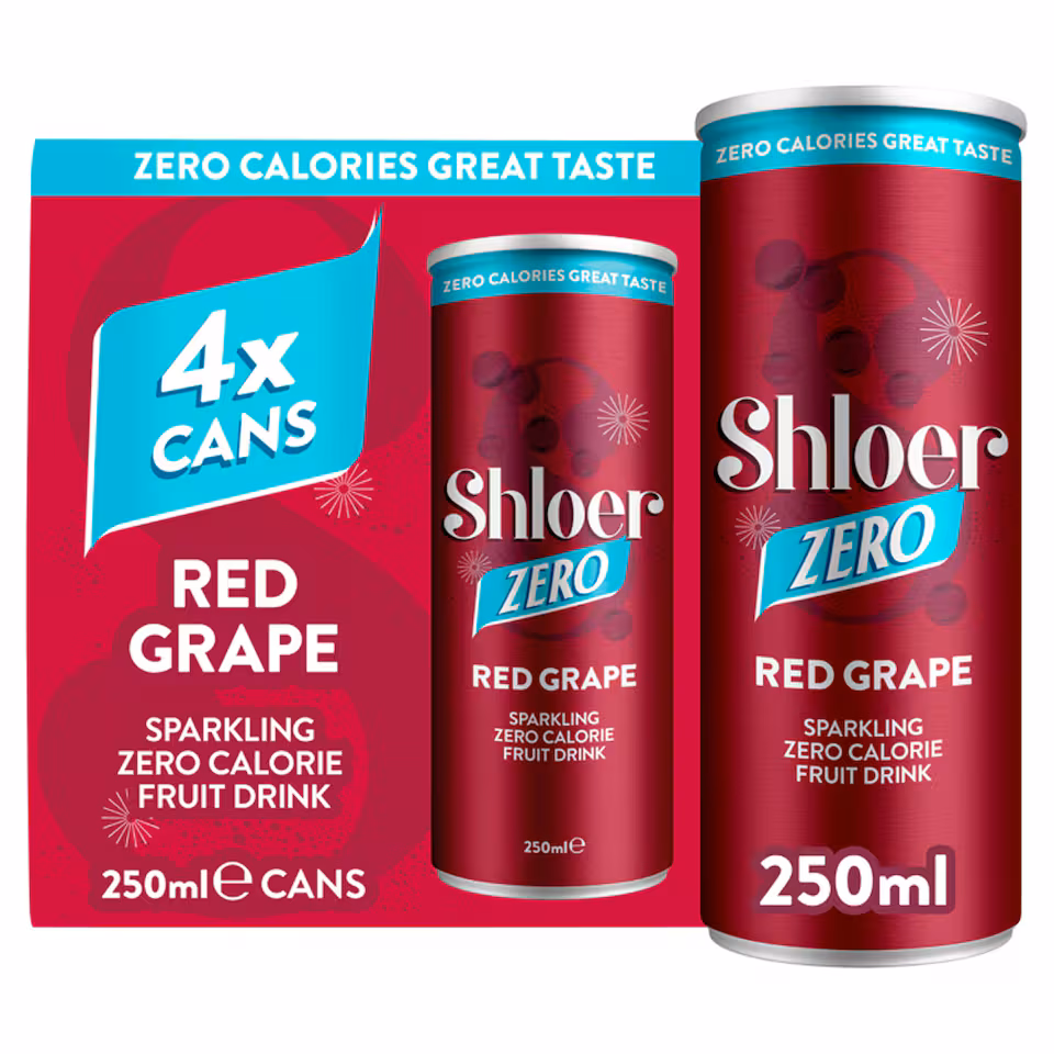 Shloer Zero Calorie Sparkling Red Grape Juice Drink 4 x 250ml