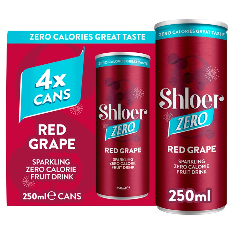 Shloer Zero Calorie Sparkling Red Grape Juice Drink 4 x 250ml