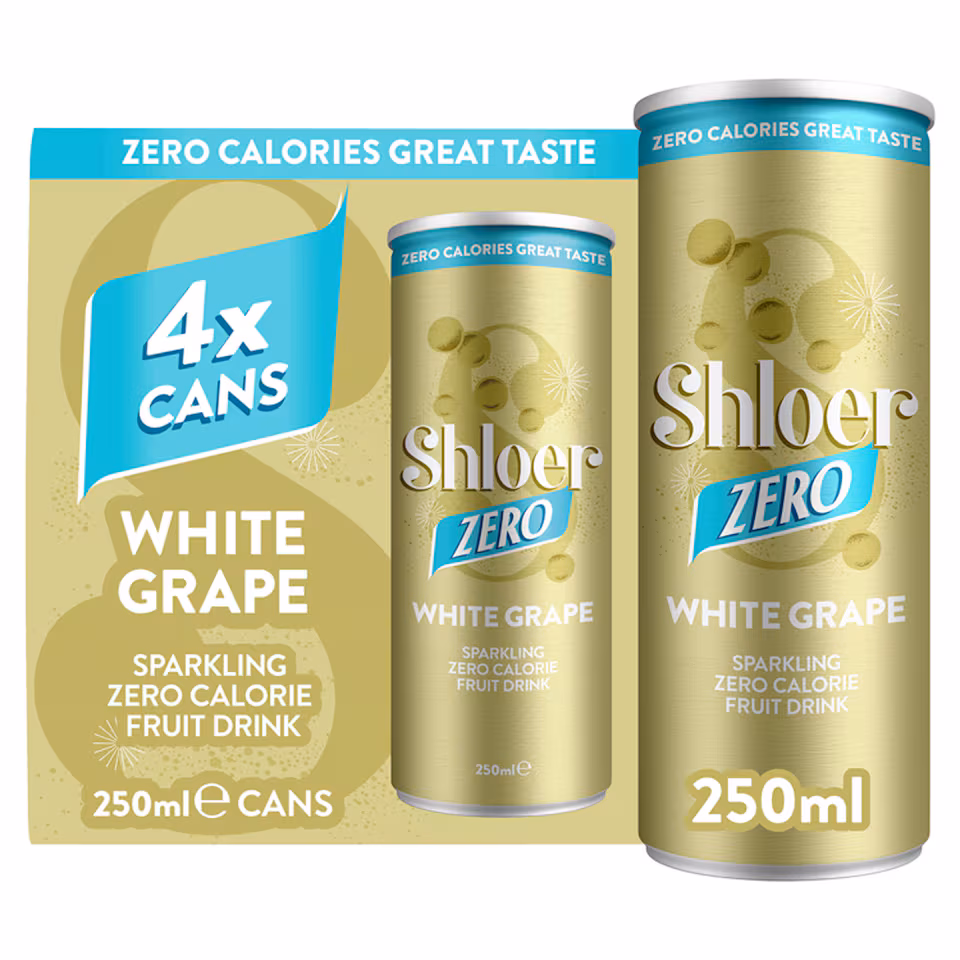 Shloer Zero Calorie Sparkling White Grape Juice Drink 4 x 250ml