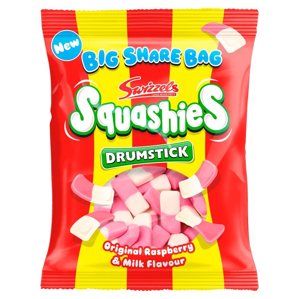 Swizzels Squashies Big Share Bag Original Raspberry & Milk Flavour 330g