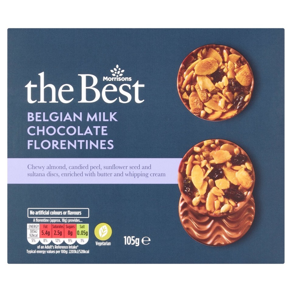 Morrisons The Best Belgian Milk Chocolate Florentines    105g