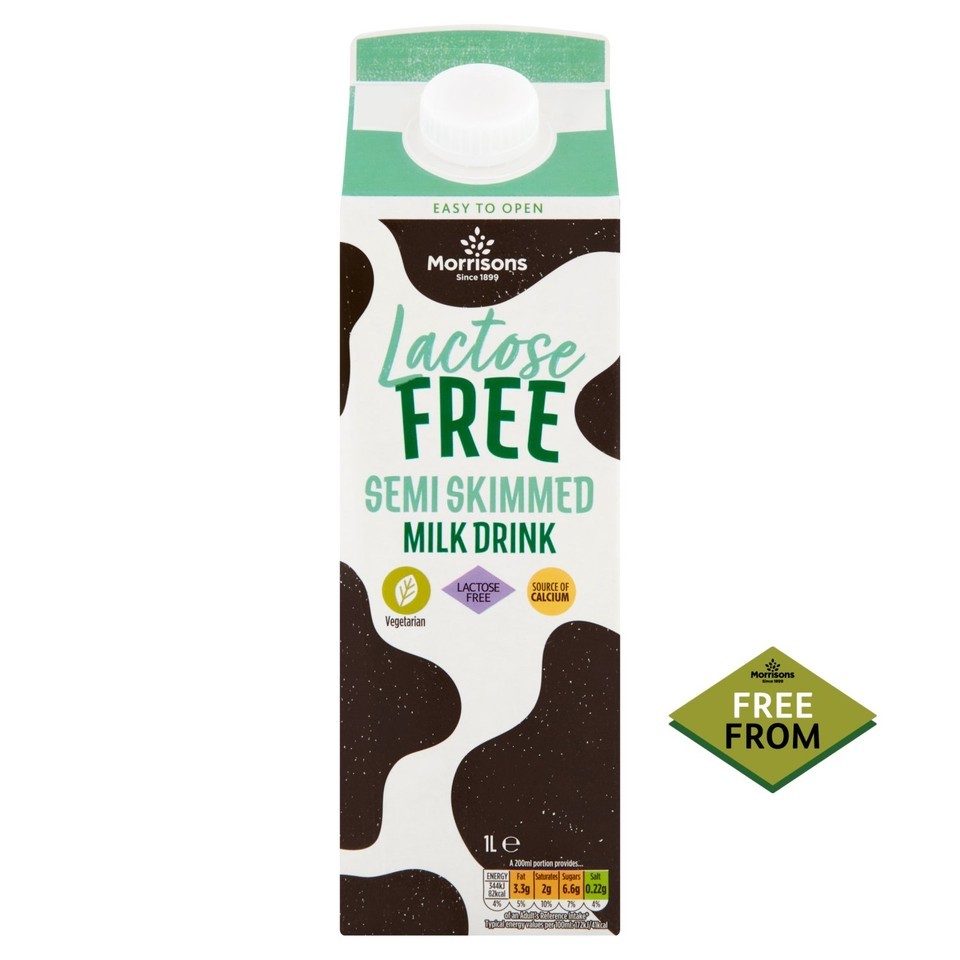 Morrisons Free From Lactose Free Semi Skimmed Milk 1L