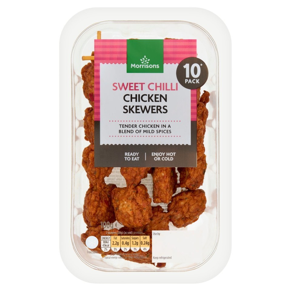 Morrisons 10 Sweet Chilli Chicken Skewers 100g