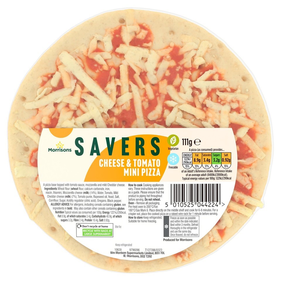 Morrisons Savers Cheese & Tomato Mini Pizza 111g