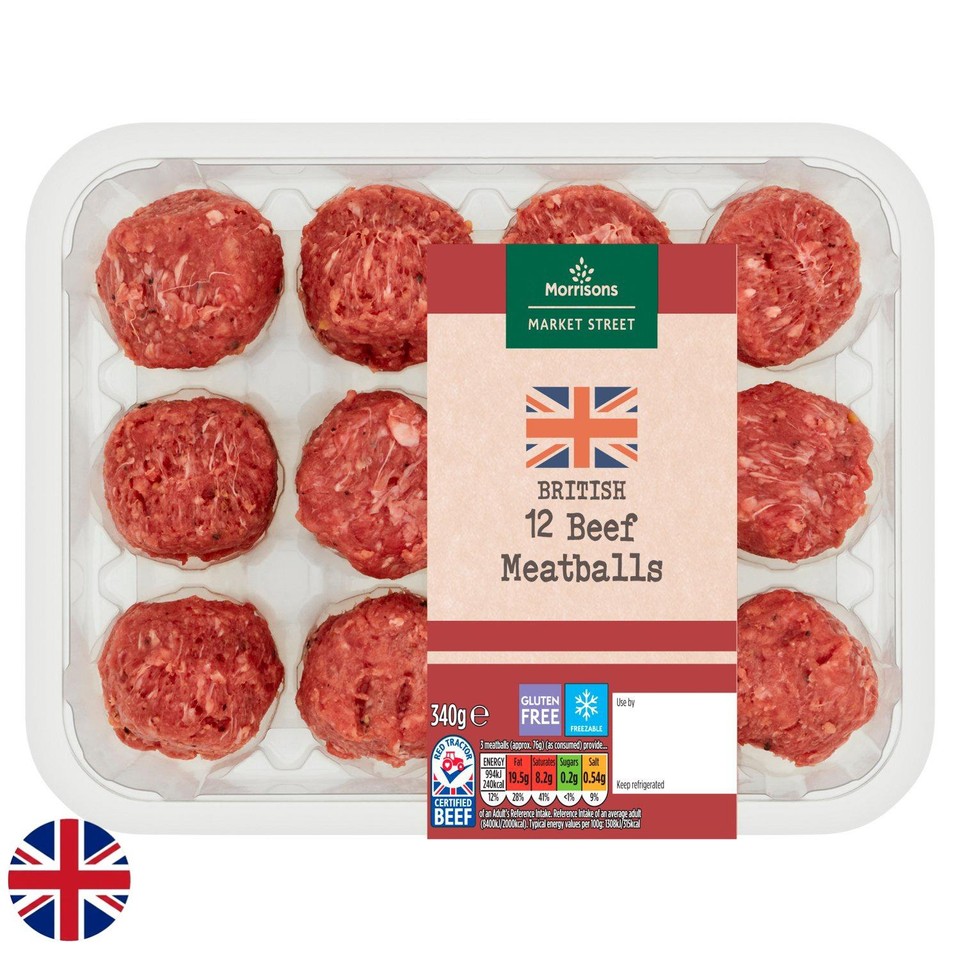 Morrisons British 12 Beef Meatballs 340g