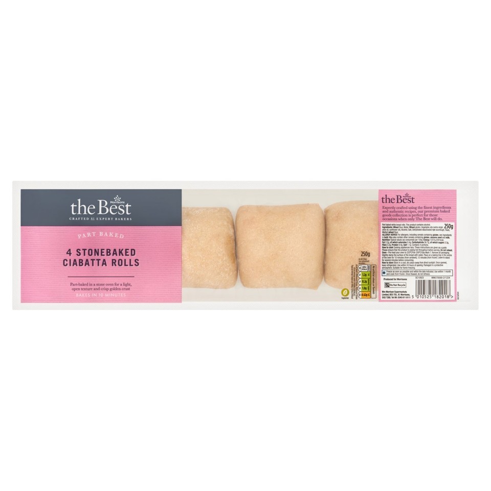 Morrisons The Best Part Baked Stonebaked Ciabatta Rolls   4 pack