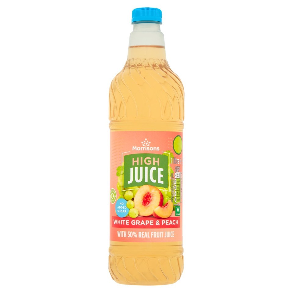 Morrisons No Added Sugar High Juice White Grape & Peach 1 L