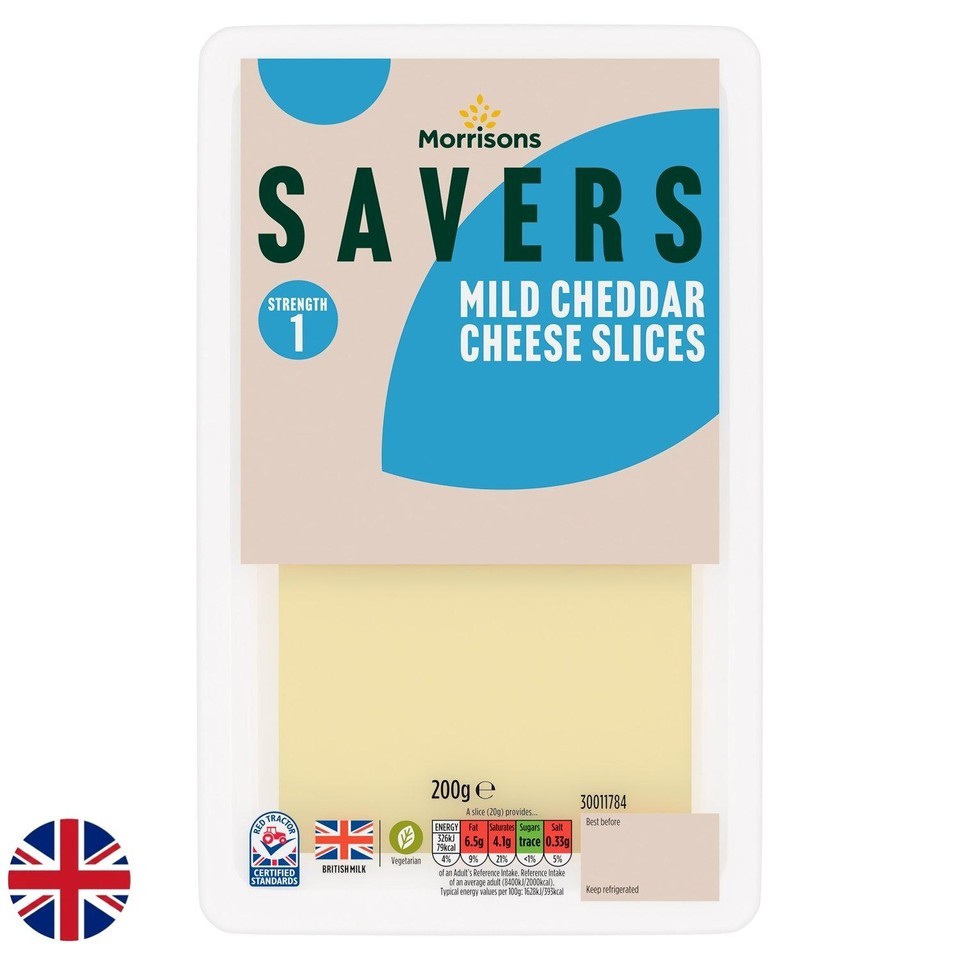 Morrisons British Savers Mild Cheddar Cheese Slices 200g