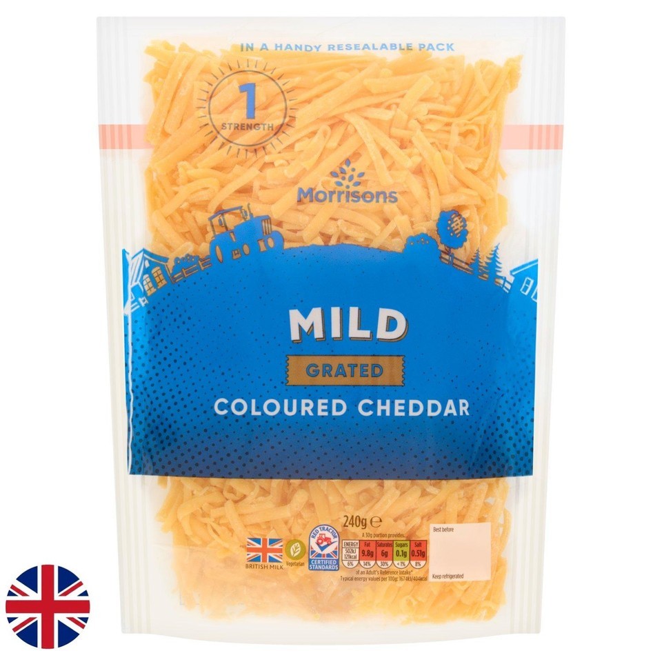 Morrisons British Grated Mild Coloured Cheddar 240g