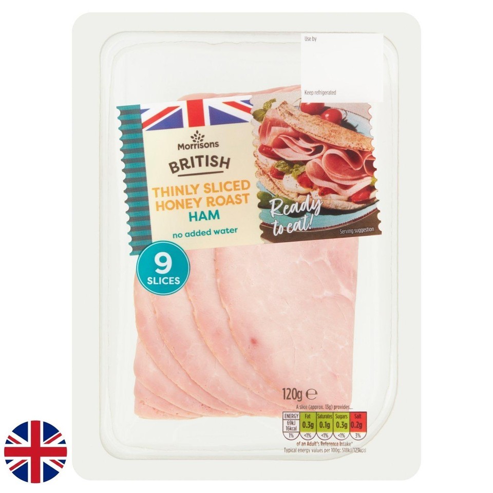 Morrisons British Thinly Sliced Honey Roast Ham  120g