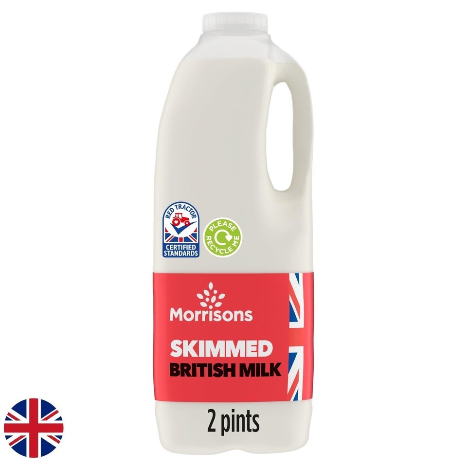 Morrisons British Skimmed Milk 2 Pint 1.136l