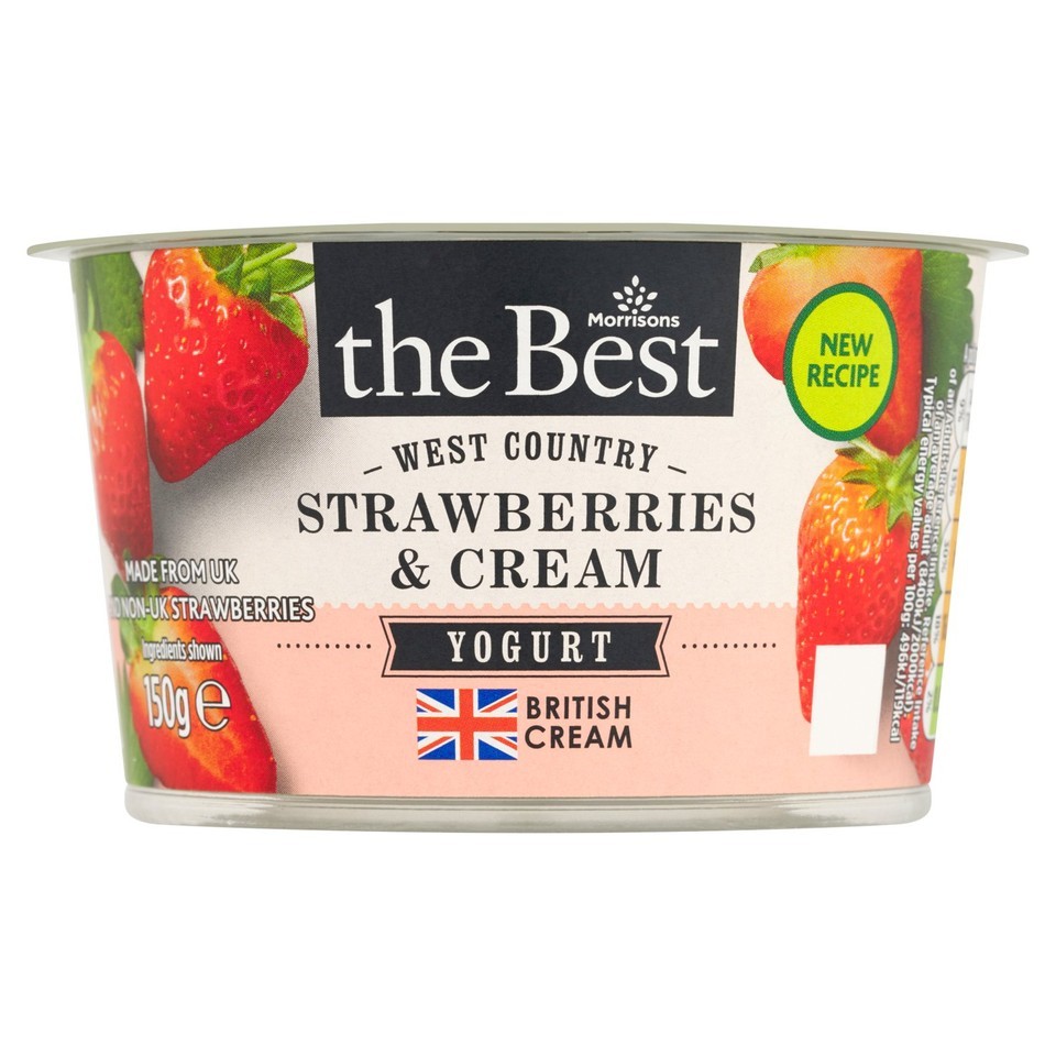 Morrisons The Best Strawberries & Cream Yoghurt 150g