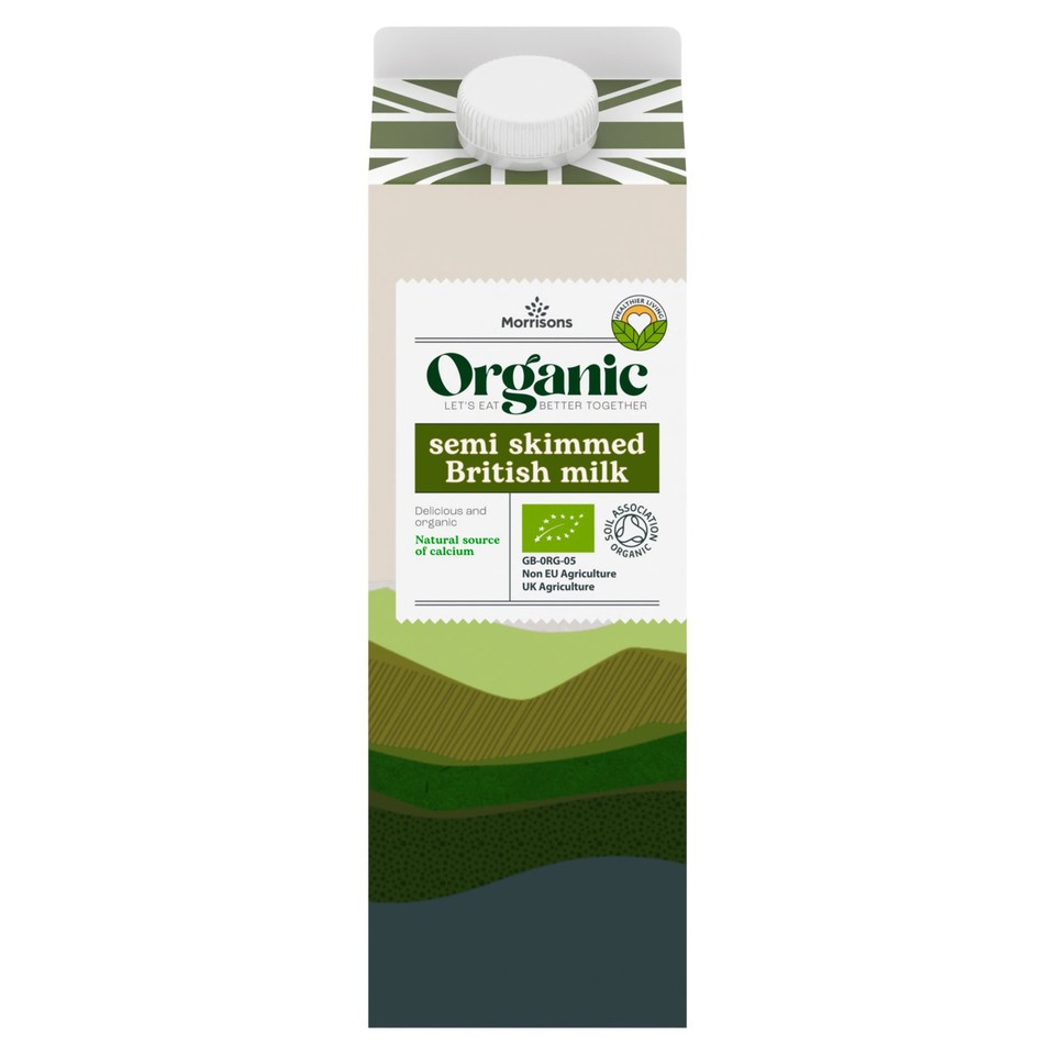 Morrisons Organic Semi-Skimmed Milk 1L