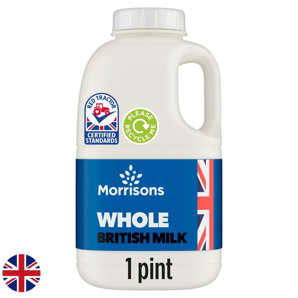 Morrisons Whole British Milk 1 Pint 568ml