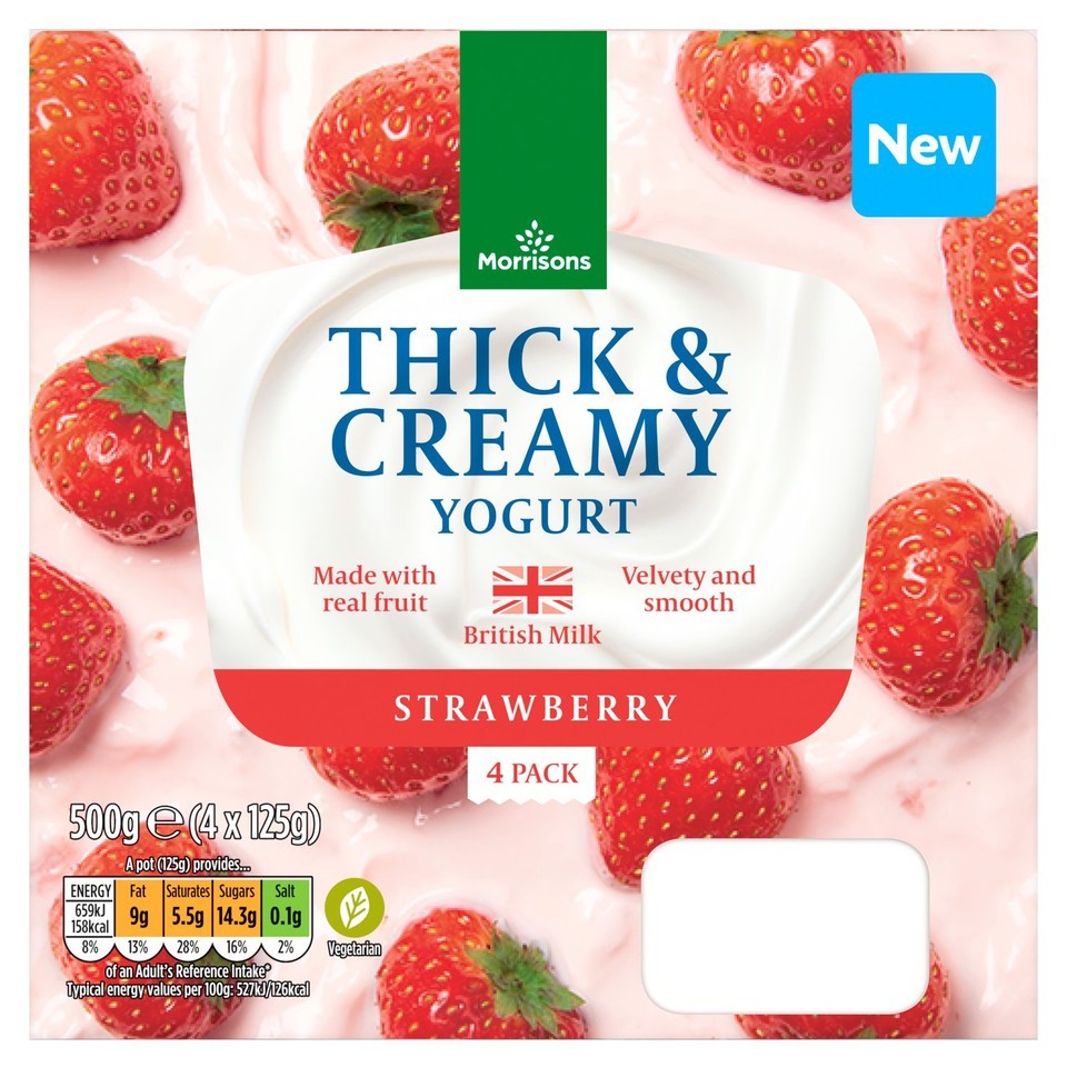 Morrisons Thick & Super Creamy Strawberry Yoghurt 4x125g 125g