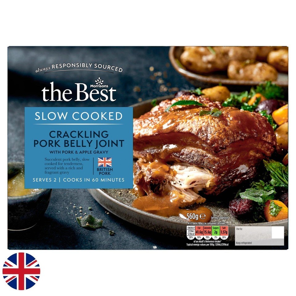 Morrisons British The Best Slow Cooked Crackling Pork Belly Joint 560g