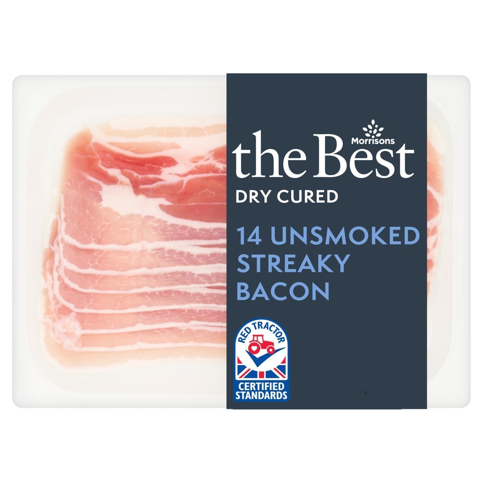 Morrisons The Best Dry Cured Unsmoked Streaky Bacon 220g