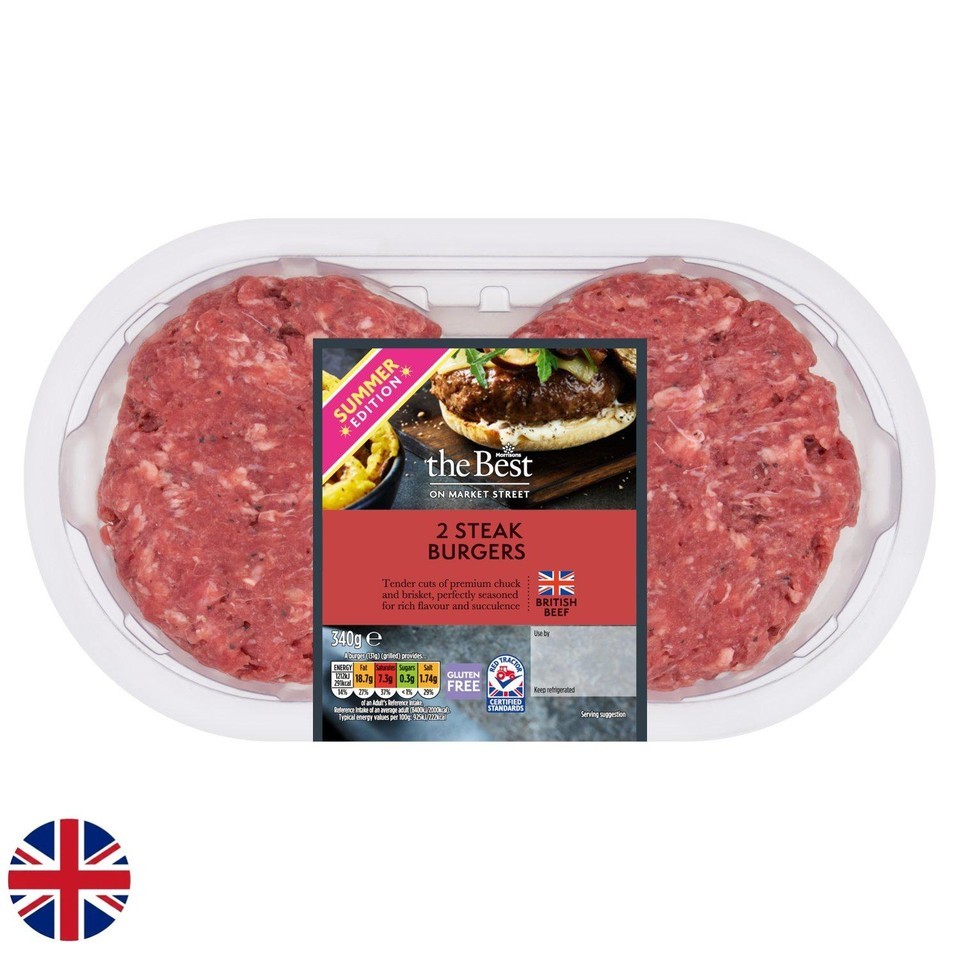 Morrisons The Best British Steak Burgers 2 Pack 340g